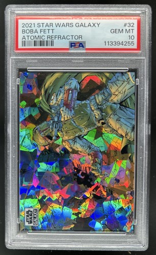 2021 Topps Chrome Star Wars Galaxy Boba Fett Atomic Refractor #/150 PSA 10