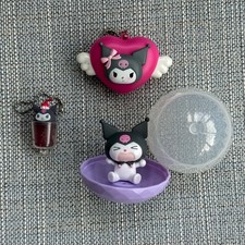 3 Kuromi Gacha/Gashapon Figures - Ring Holder and Keychains - Hello Kitty