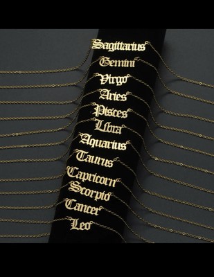 Zodiac Sign Capricorn, Cancer, Gemini Vintage Necklace All Sign