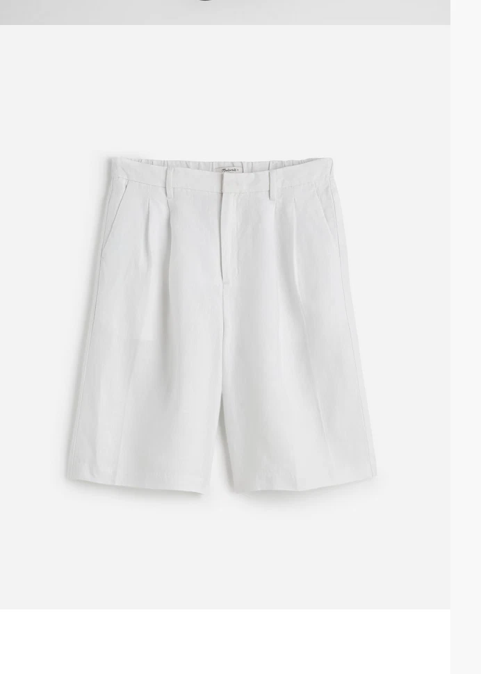 MADEWELL Relaxed Pleated Trouser Shorts in 100% Linen SIZE 8 SALT NWT
