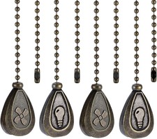 4 Pack Bronzed Ceiling Fan Pull Chain Extension, 12 Inches Classic Drop Shaped