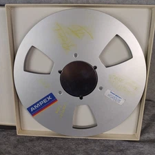 Solid Silver Metal AMPEX Grand Master 456  EMPTY for .25" Reel To Reel Tape
