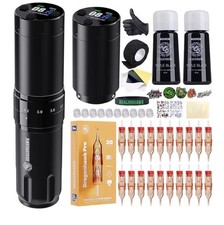 L2 Pro Wireless Tattoo Gun Kit Machine Pen Adjustable Stroke Two Battery 2200mAh