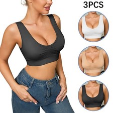 3 Pack Seamless Wireless Comfort Bra Breathable Mesh Removable Pads Sleep Top