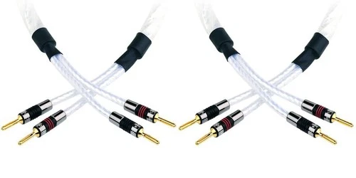 Qed Genesis Silver Spiral Speaker cable A Pair Terminated Qed Airloc Metal Forte