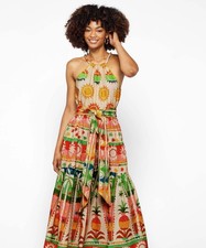 NEW Farm Rio Rainbow Sunset Halter Neck Maxi Dress Women's Size Large