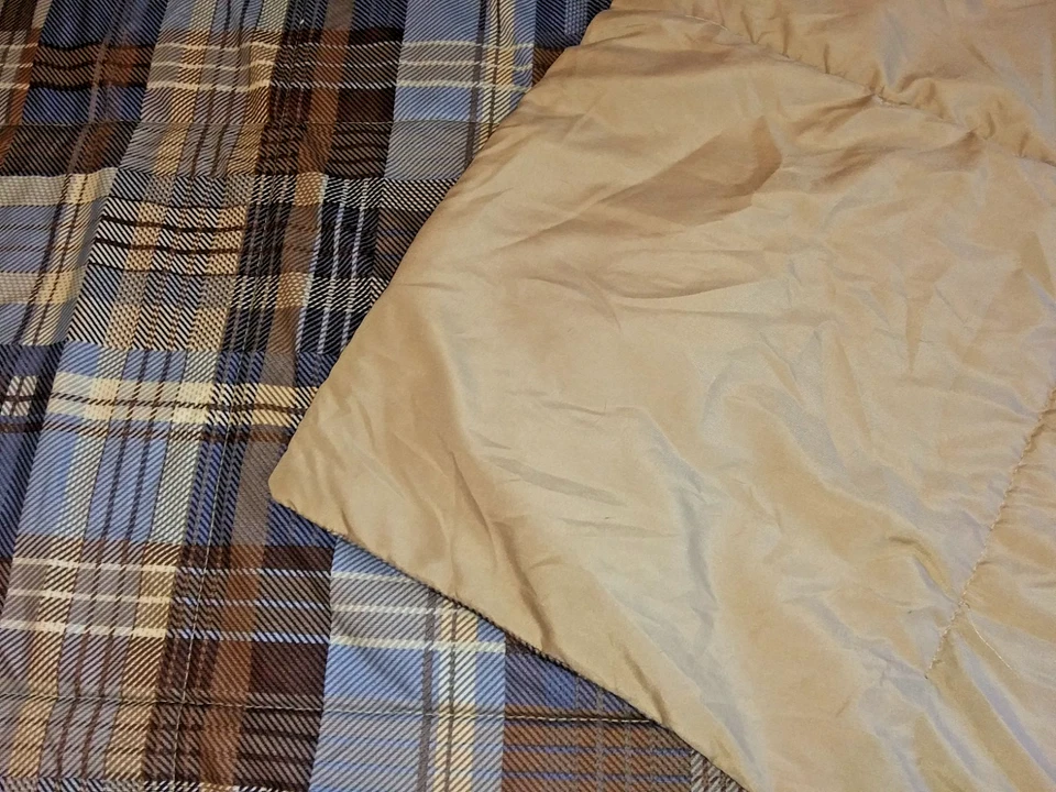 Twin Comforter 被子 64 英寸 x 88 英寸 Woolrich 匹配 Sham 棕色 米色+床单 & PC — 第 2/4 张图片