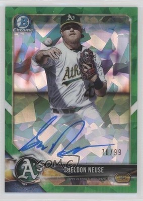 2018 Bowman Chrome HTA Green Atomic Refractor /99 Sheldon Neuse Auto 8az