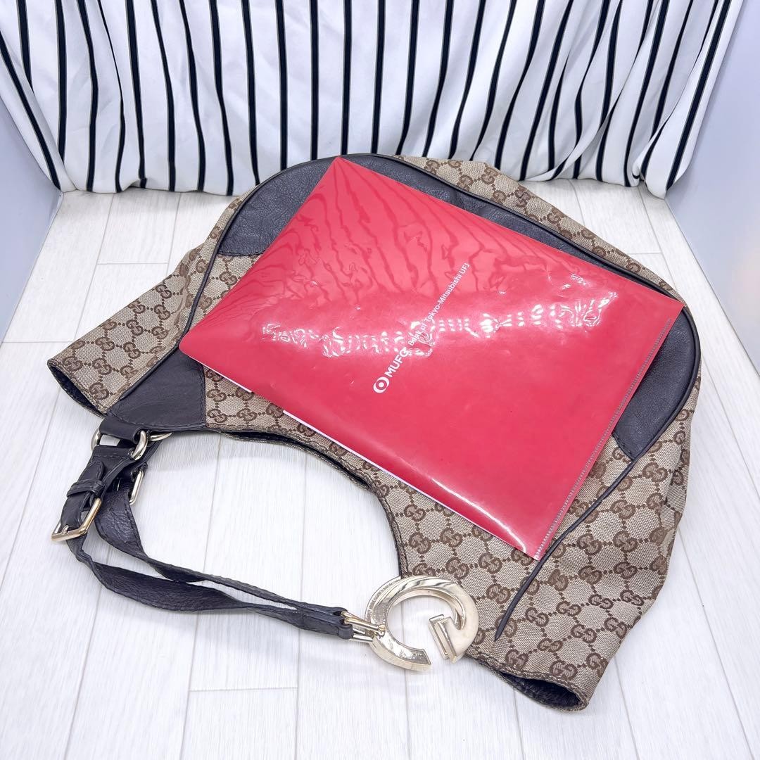 GUCCI GG Pattern Tote Bag A4 Storage Leather Gold Hardware Excellent Condition thumbnail 4