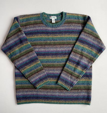 VNTG LL Bean L Shetland Wool Striped Multi-Color Sweater
