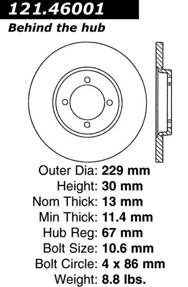 Rotor de freno estándar Centric Parts 121.46001 C-Tek para 74-87 Arrow Colt Pony Foto 3 de 4