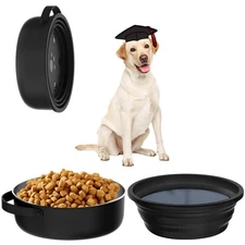 40 Oz 2in1 Travel Dog Bowls with Lid Collapsible Water Stainless Steel Food