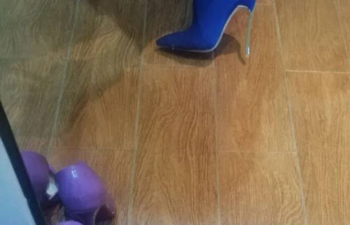 Casadei Blade Style Thigh Boots 12 cm 41 Blue stetch metal high heels - Picture 2 of 12