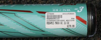 2024 Rawlings Mach AI BBCOR: RBB4MC3 Baseball Bat - 33 30 oz 2024 Rawlings Mach AI BBCOR: RBB4MC3 Baseball Bat - 33 30 oz