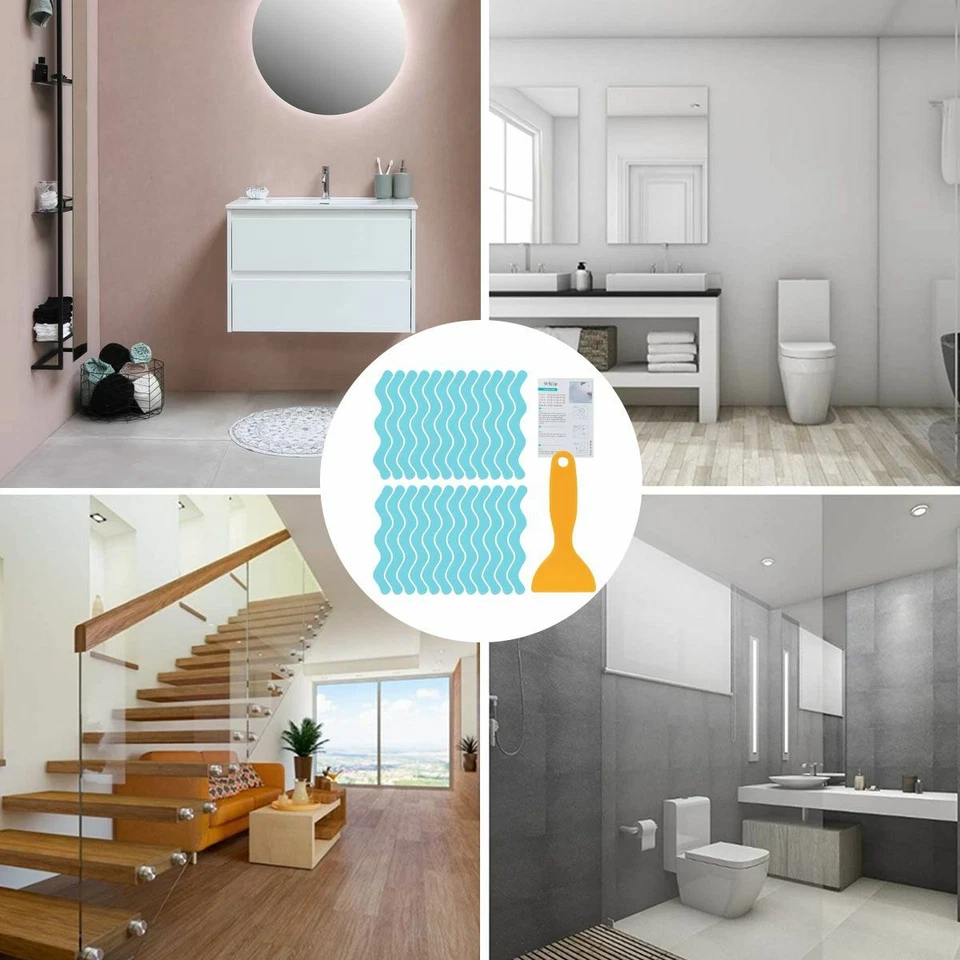 Tiras de apliques de seguridad antideslizantes antideslizantes para bañera y ducha 24 un. Foto 3 de 4