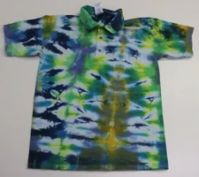 Tie Dye Polo Shirt S Blue Sand Fountain Gildan Ultra 100% Cotton Free Shipping