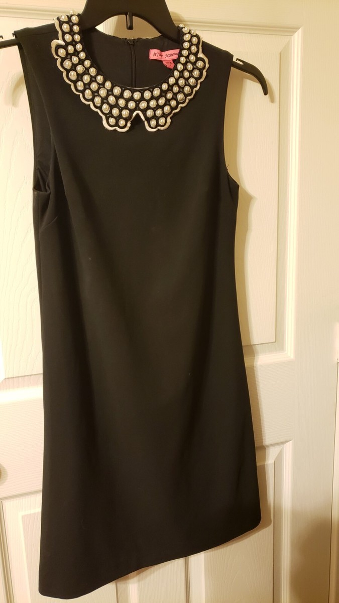 betsey johnson black dress with pearl collar Women's Midnight Bloom Dress in Black | Size Small