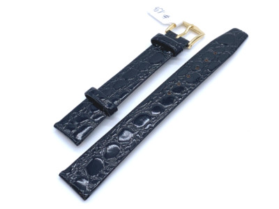 16mm Gilden Genuine Croco-Calf L leather watch band strap black #134