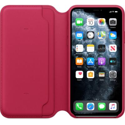 Original Apple iPhone 11 Pro Max Leder Folio Wallet Case - Raspberry (Pink)