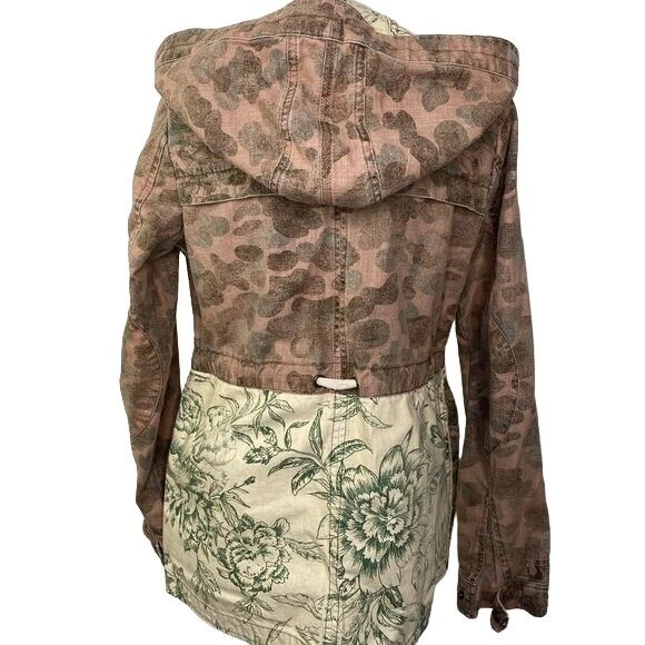 Anthropologie HEI HEI Jacket Coat Anorak Pink Camo Floral button size small S - Image 2 of 4
