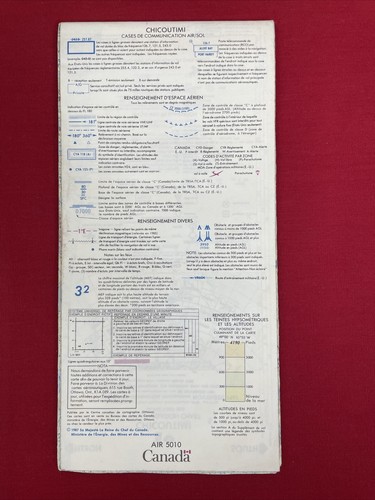 1987 CHICOUTIMI Carta Aeronautica Mappa Navigazione 2° Ed. LINGUA FRANCESE, 5010 - Foto 5 di 8