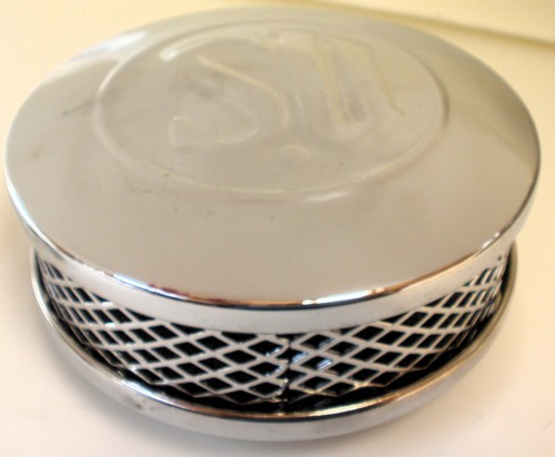 H.D SU Carburettor CHROME LOGO Metal ROUND Air Intake 2" Filter NEW Rare ! - Picture 7 of 10