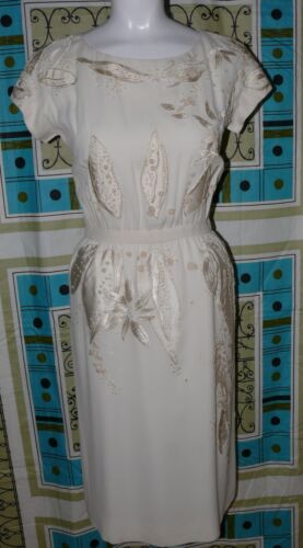 1940-50 Crepe  Wedding Neiman Marcus Silk Embroid… - image 1
