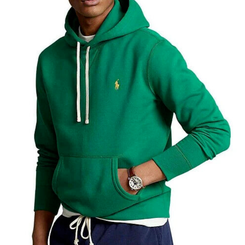 Polo Ralph Lauren ATHLETIC GREEN felpa con cappuccio uomo M GIALLO PONY nuova con etichetta