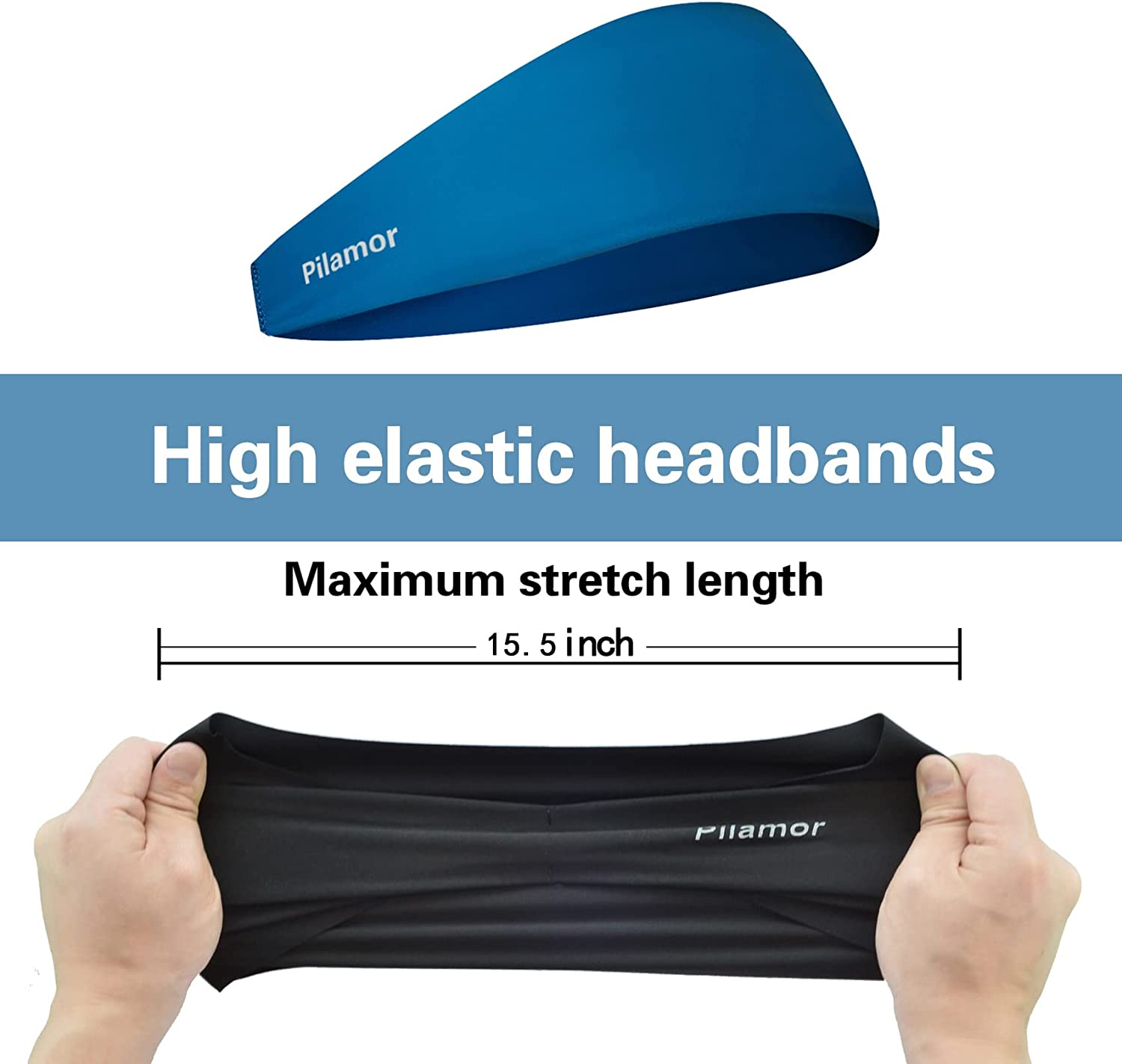 Pilamor Mens Sweatbands(5Pack), Headbands for Men and Women, Mens