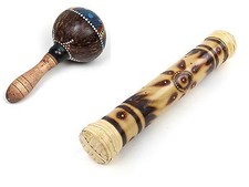 Fair Trade Rainstick Shaker, Plain or painted coconut moraccas Maracas sounds FX