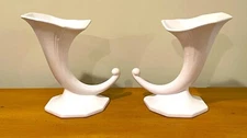 1937 Roseville Art Pottery Cornucopia - Ivory II -  110-8"  - lot of two