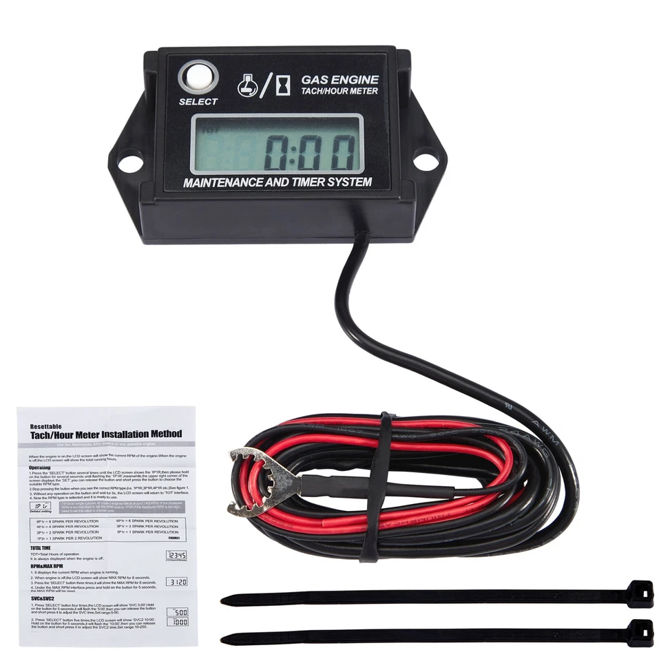 Tacómetro digital medidor de horas tacómetro temporizador de trabajo para motocicleta moto de cross Foto 2 de 4