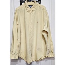 Ralph Lauren Classic Fit Long Sleeve Dress Shirt Yellow Mens Size 17 1/2