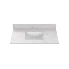 37 in. W x 22 in D Quartz white Rectangular Single Sink Vanity Top in Snow