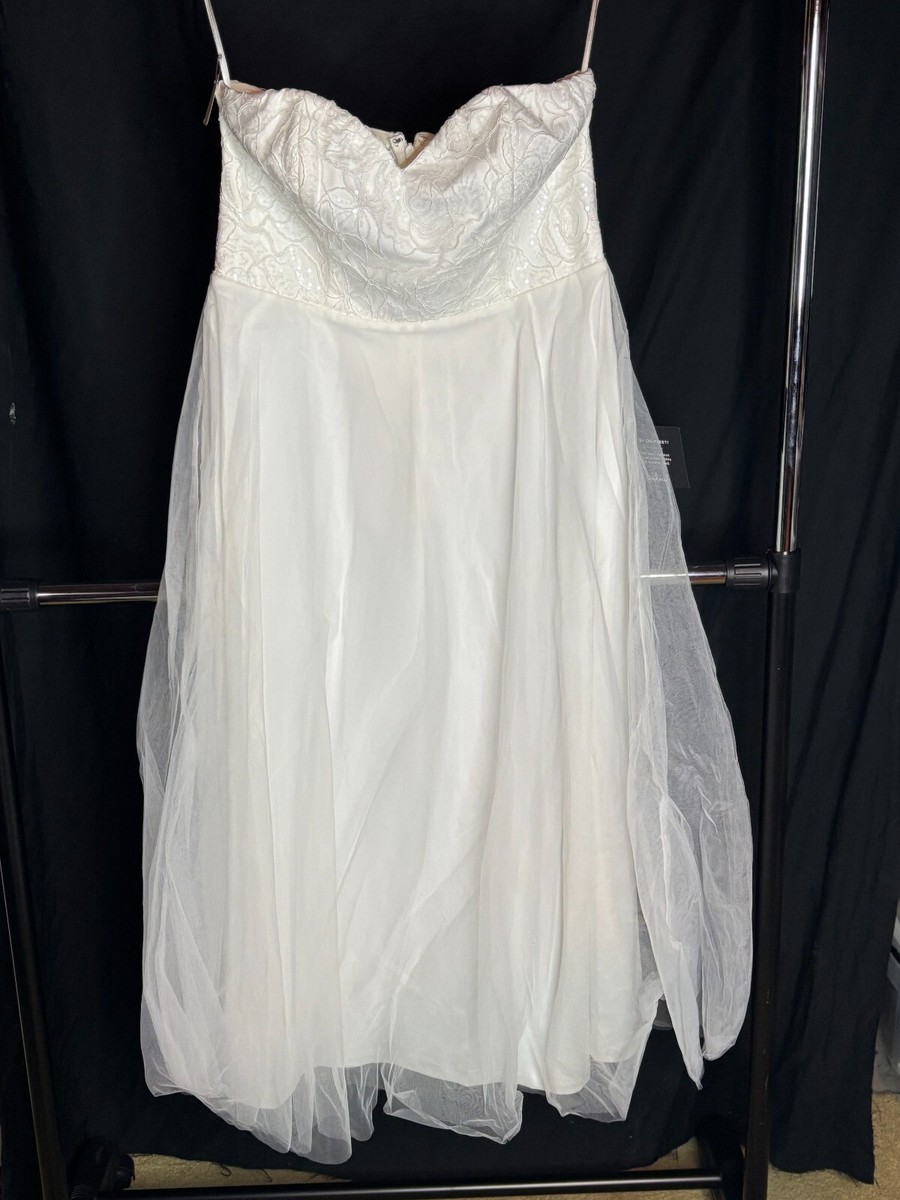 sachin and babi light blue dress Strapless Chiffon Wedding Dress with Side Drape