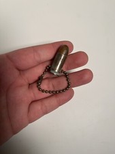 Vntg Bullet Shaped Keychain Fob Metal Prop Zipper Pull Military Police Gun Cap