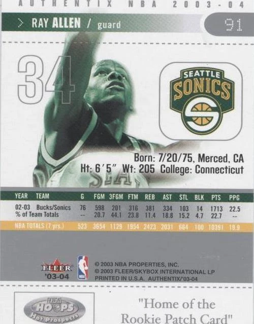 2003-04 Fleer Authentix - Ray Allen #91