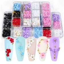 Nail Art Acrylic Crystal Manicure Decor Mixed Gem Pearl Flower 3D Flower