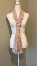 Womens Pink Floral Sheer Fashion Accent Scarf  Lightweight NWT