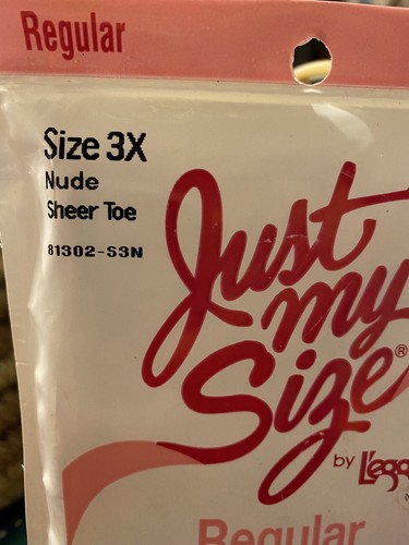 Leggs Just My Size Regular Pantyhose 3X Nude Sheer Toe Vintage New Old 
