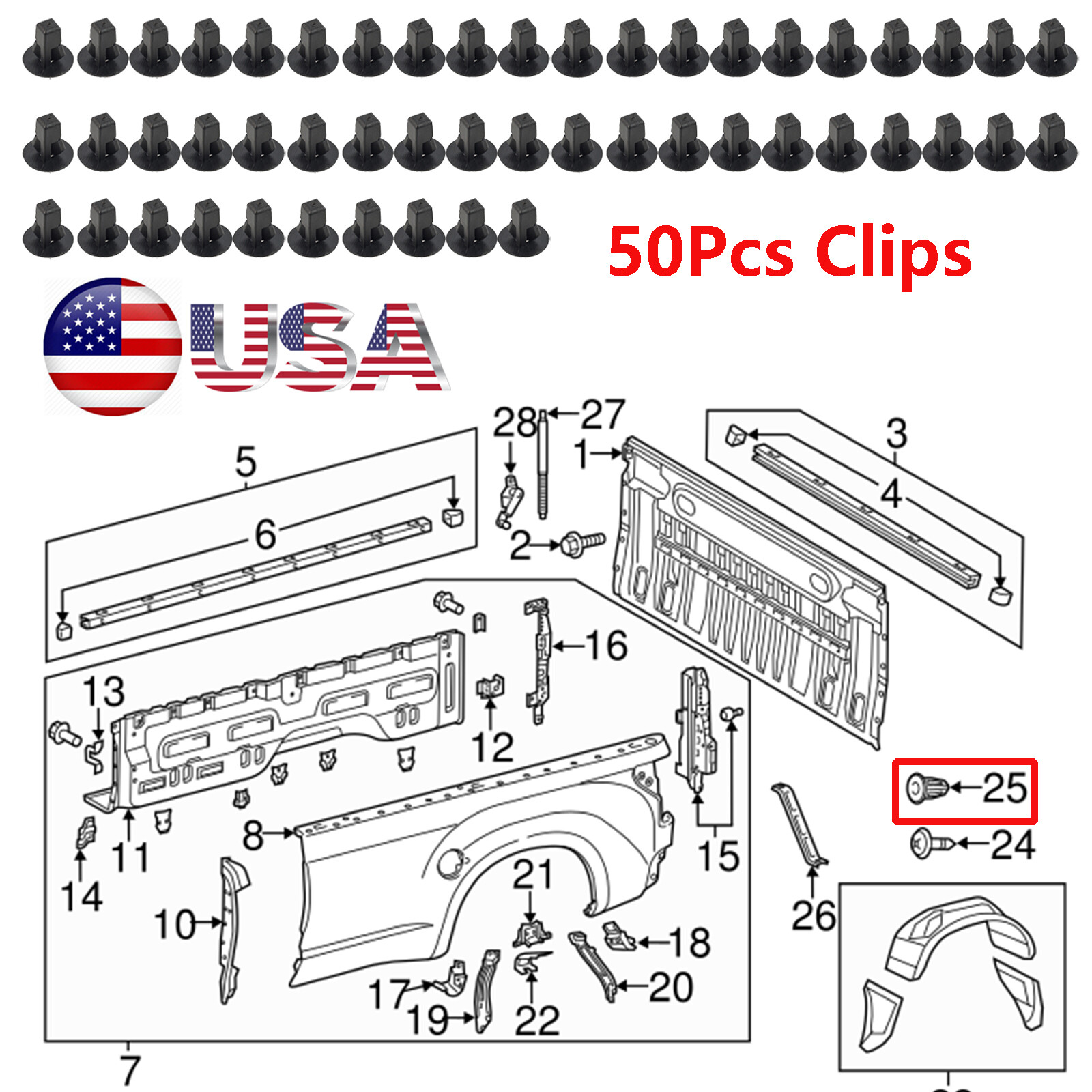 50X For Toyota Sequoia Sienna Tundra Front Wheel Arch Lining Mudguard Clips USA