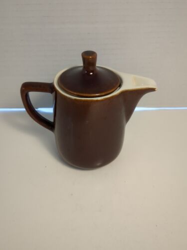 Vintage Coffee / Tea Pot / Creamer Brown  w/  Lid Patterned Bottom 60's - Picture 1 of 11