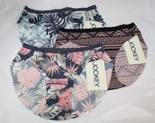 NWT set of 3 JOCKEY WONDER EDGE 10995 BIKINI PINK GRAY BLUE LEAVES BLACK
