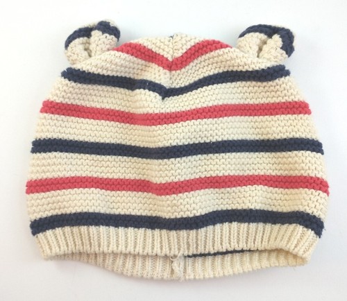 Baby GAP 12-18 Months Garter Bear Hat in Stripes, White, red, and Blue, ears - 第 1/4 張圖片