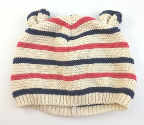 Baby GAP 12-18 Months Garter Bear Hat in Stripes, White, red, and Blue, ears - Picture 1 of 4