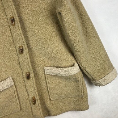 L.L. Bean Jacket Girls Youth Sz Large 14/16 Beige Sherpa Fleece Hooded Full Zip - Picture 4 of 13