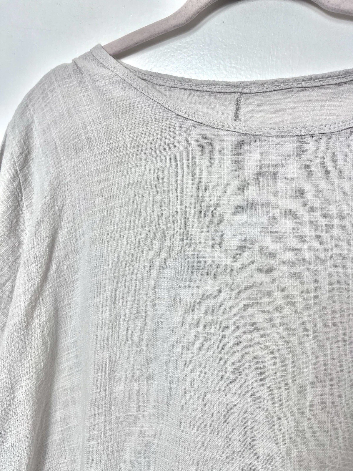 OFF WHITE Abito MADE IN ITALY Beige Off Bianco 100% Cotone Lagenlook taglia UK 16 18 20 22