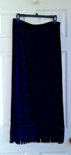 Chico's Travelers Fringed Maxi Skirt 2 L Wrap Black Stretch Travel Knit USA Made