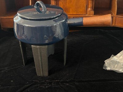 Dansk Bistro Midnight Blue Enameled Fondue With Lid New