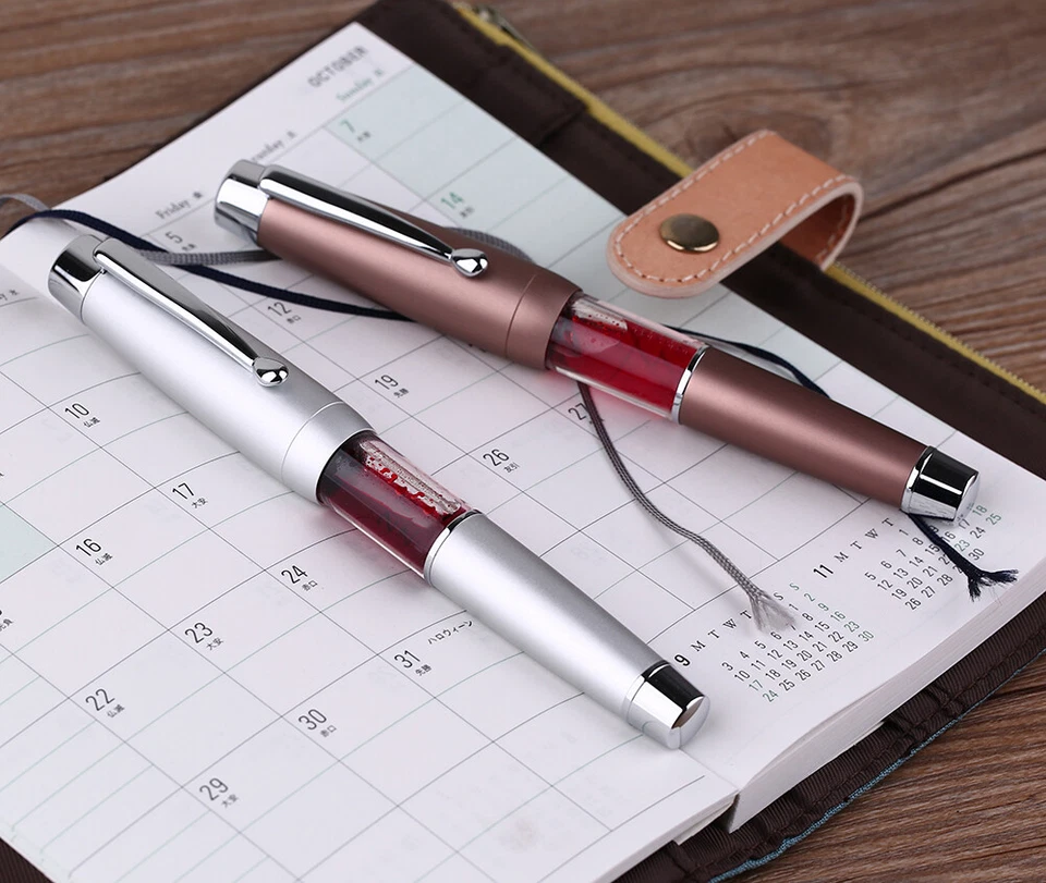 Pluma Estilográfica MAJOHN T2 Pistón Elástico Acrílico Metal Mate EF/F/M/Bluma Plumín Doblado Foto 4 de 4